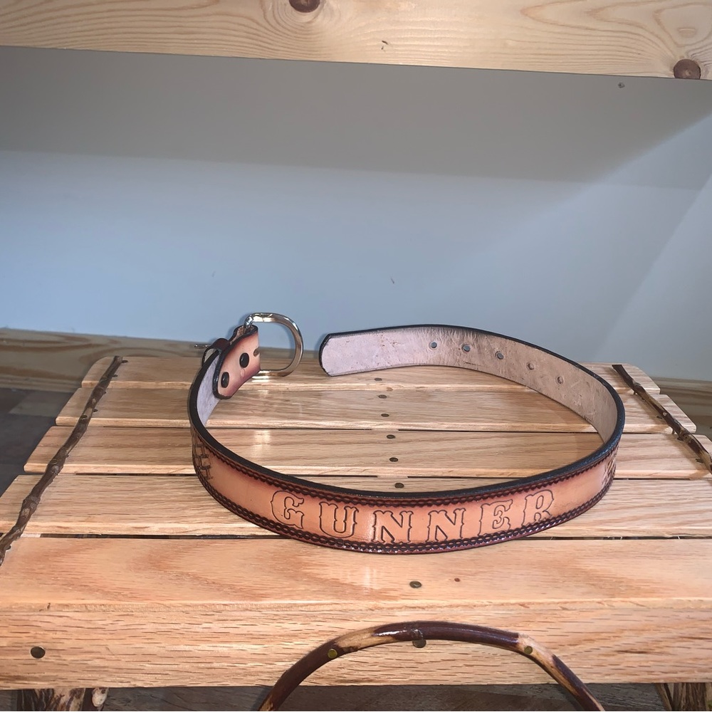 Brown leather “Gunner” Personalized belt size 22
